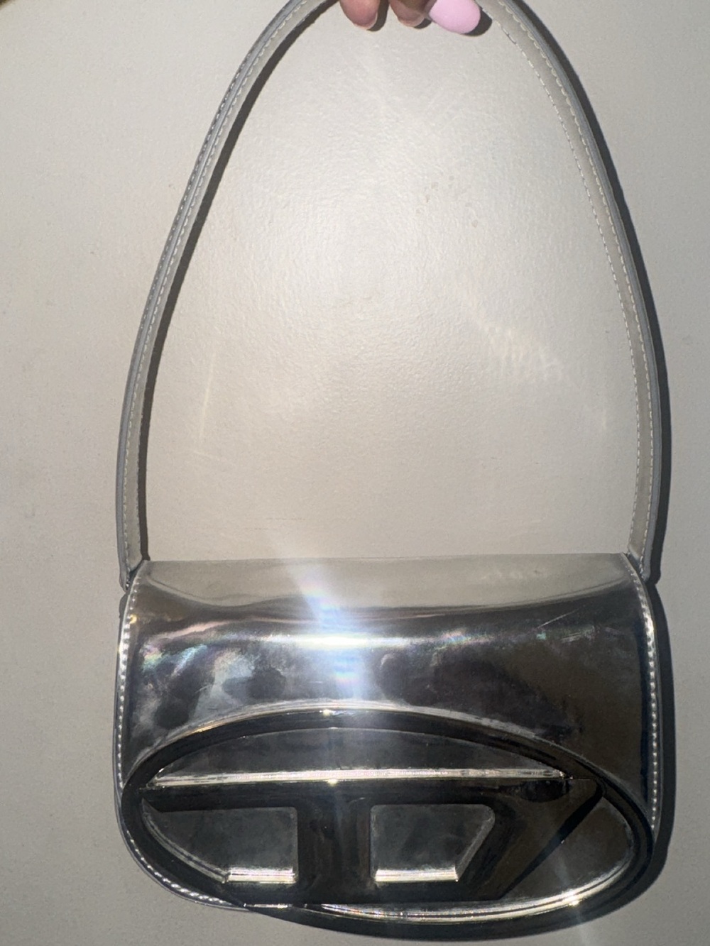 Diesel Silver Metallic Crossbody Shoulder Bag